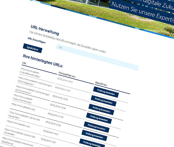 URL Verwaltung URL Monitoring URL Verwaltung URL Monitoring